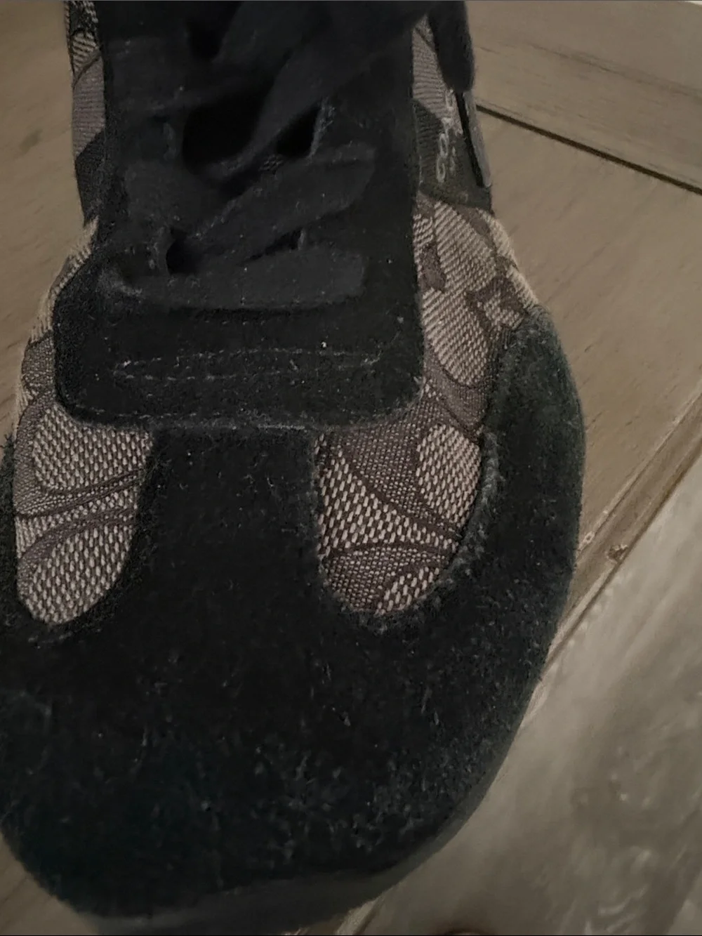 Coach Black and Gray Signature Logo Kids Sneakers